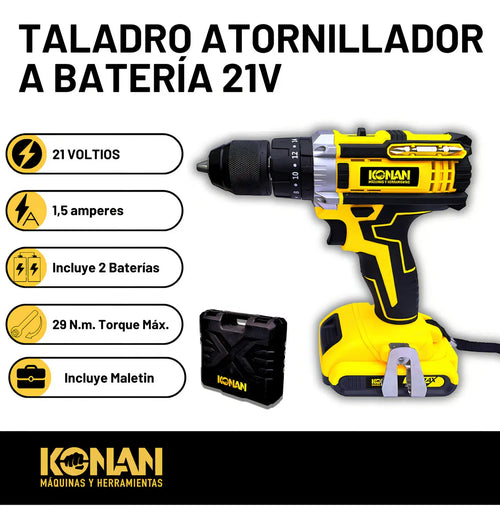 Taladro Percutor Inalámbrico Konan 12V