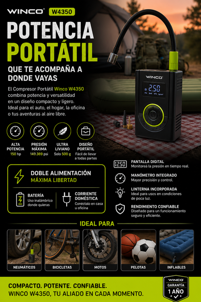 Compresor De Aire Portatil Digital Winco